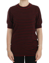Dolce & Gabbana Red Gray Cashmere Short Sleeve Sweater -   -  Dolce & Gabbana.